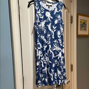 LOFT Blue and White Sleeveless Sundress